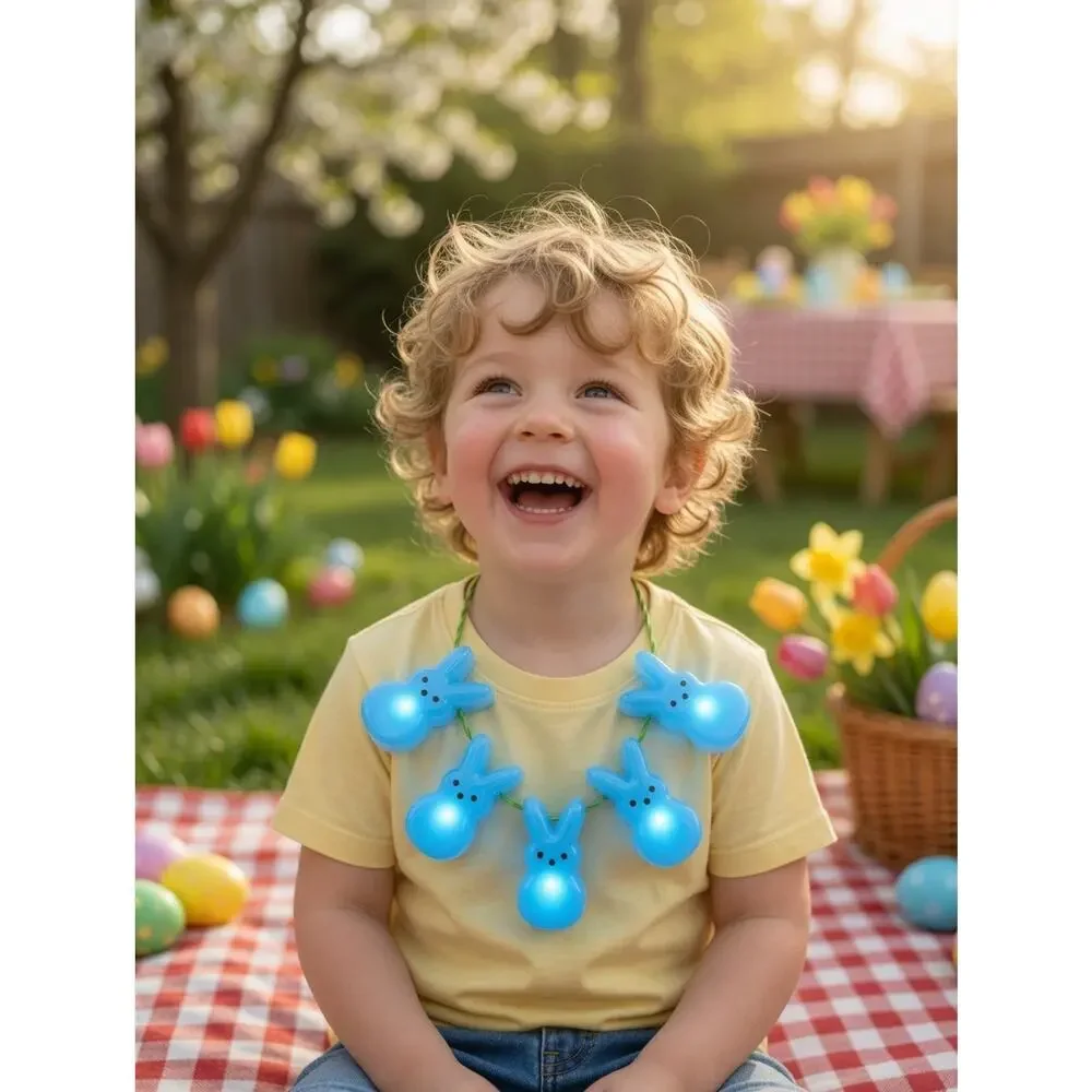 Peeps Light Up Bunny Necklace – Blue Easter Glow Fun!